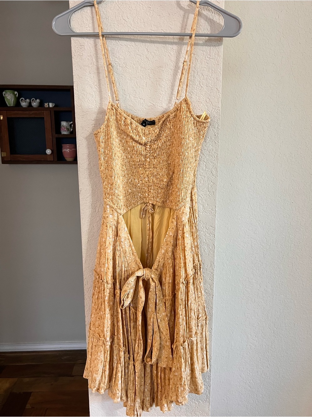 Yellow Spaghetti-Strap Tiered Sundress